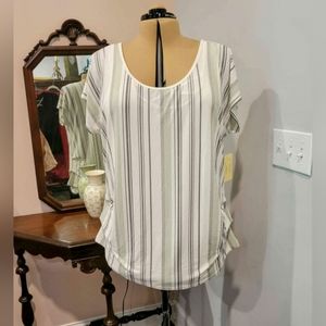 NEW 2X Mint/Grey Striped Blouse